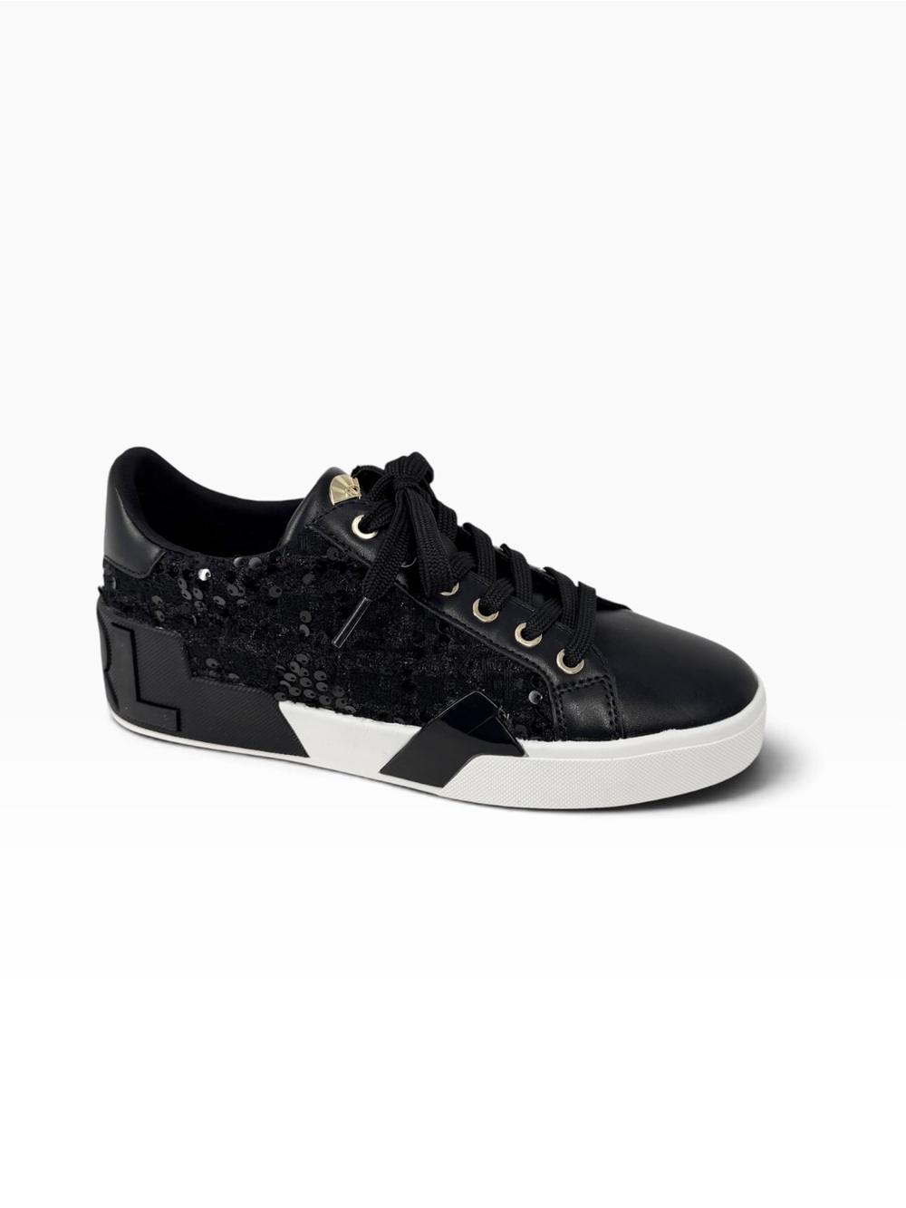 KARL LAGERFELD PARIS Women's Melora Lace-Up Sneakers Embellished Black Size 8M